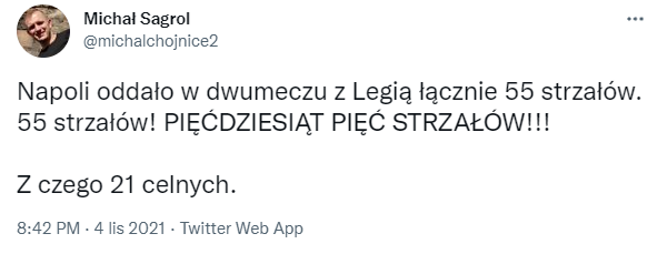 MIAŻDZĄCA liczba STRZAŁÓW Napoli w dwumeczu z Legią O.o